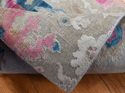 Oushak Modern / Contemporary hand-knotted wool/silk rug in Gray, 2' x 3' — SKU O087807 (view 4)