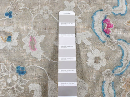 Oushak Modern / Contemporary hand-knotted wool/silk rug in Gray, 2' x 3' — SKU O087807 (view 5)