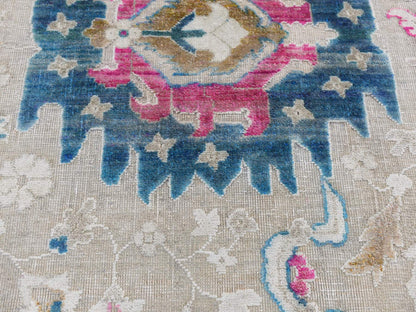 Oushak Modern / Contemporary hand-knotted wool/silk rug in Gray, 2' x 3' — SKU O087807 (view 6)
