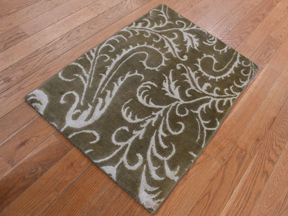 Brown 2'0" x 2'9" Modern / Contemporary Hand knotted Wool/Silk Rug - Sku: O087809
