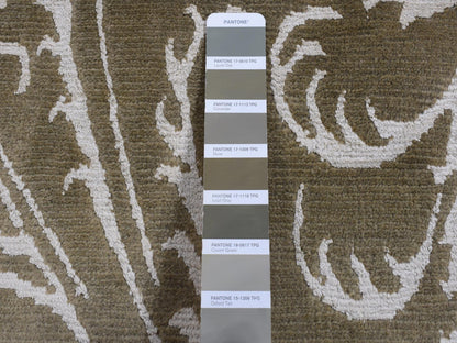 Brown 2'0" x 2'9" Modern / Contemporary Hand knotted Wool/Silk Rug - Sku: O087809