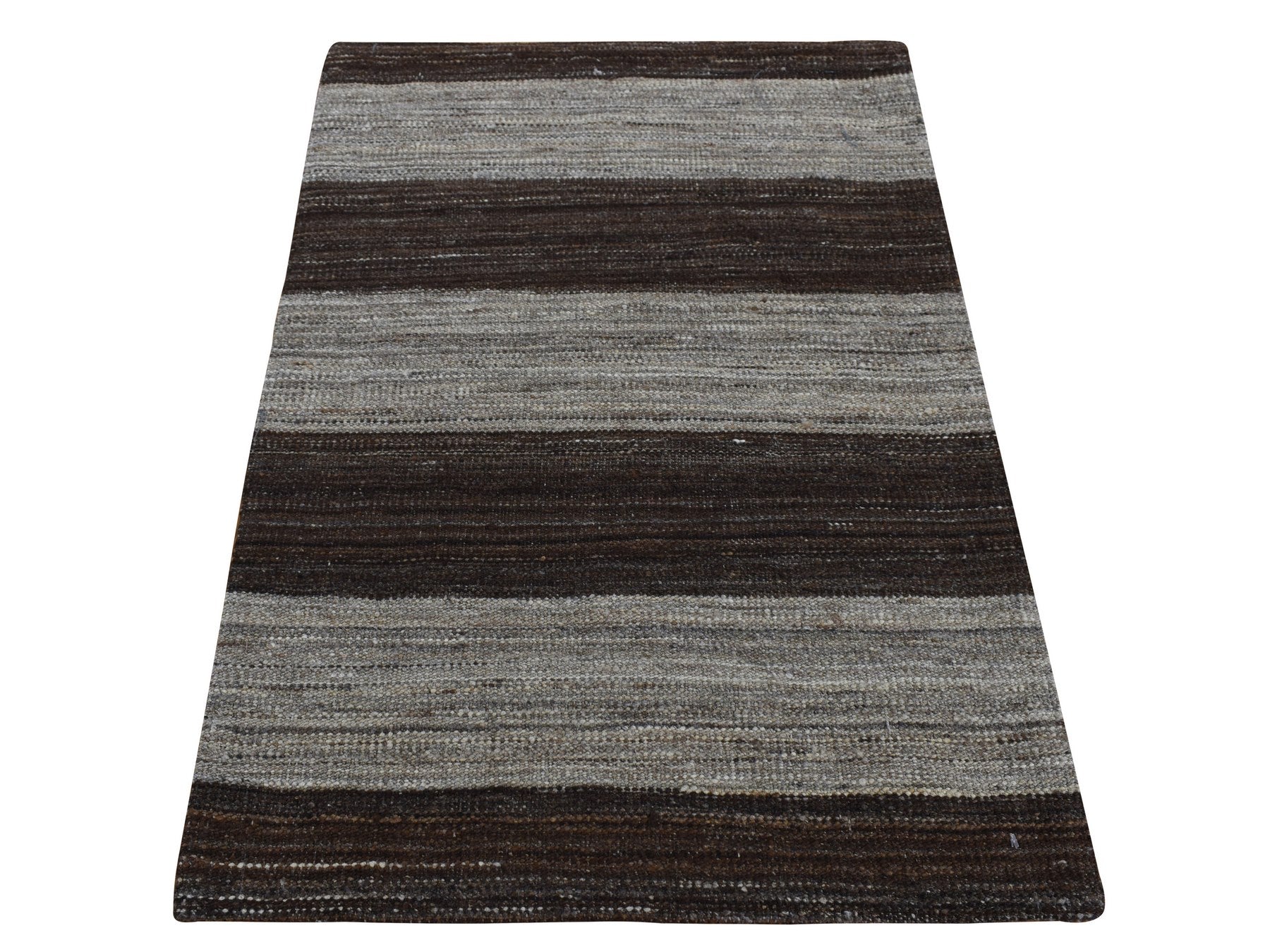 Kilim Flat-Weave hand-knotted wool rug in Brown, 2' x 3' — SKU O087817