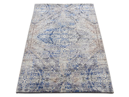 Modern / Contemporary hand-knotted wool/silk rug in Gray, 2' x 3'1" — SKU O087818