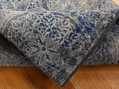 Modern / Contemporary hand-knotted wool/silk rug in Gray, 2' x 3'1" — SKU O087818 (view 4)