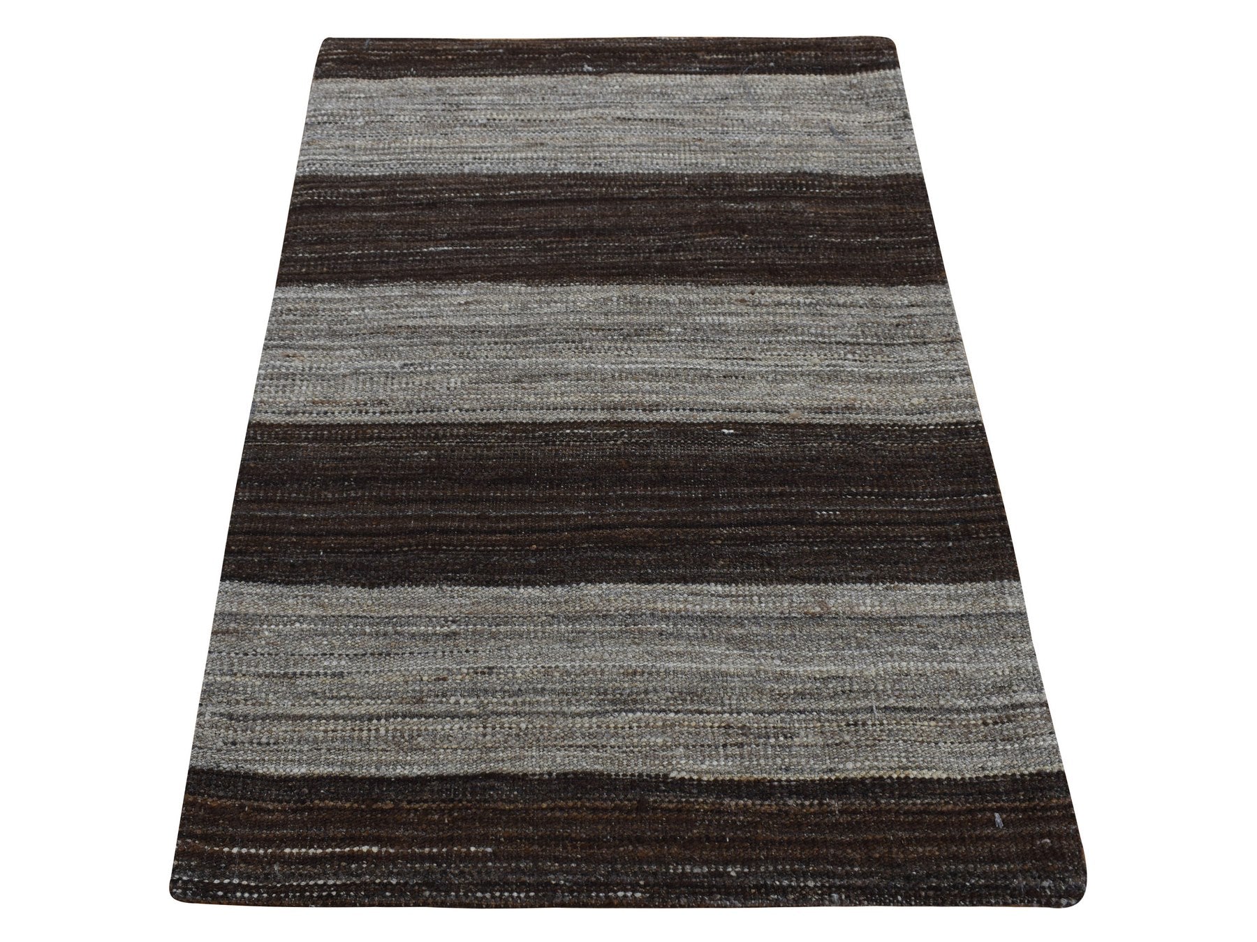 Kilim Flat-Weave hand-knotted wool rug in Brown, 2' x 3' — SKU O087822