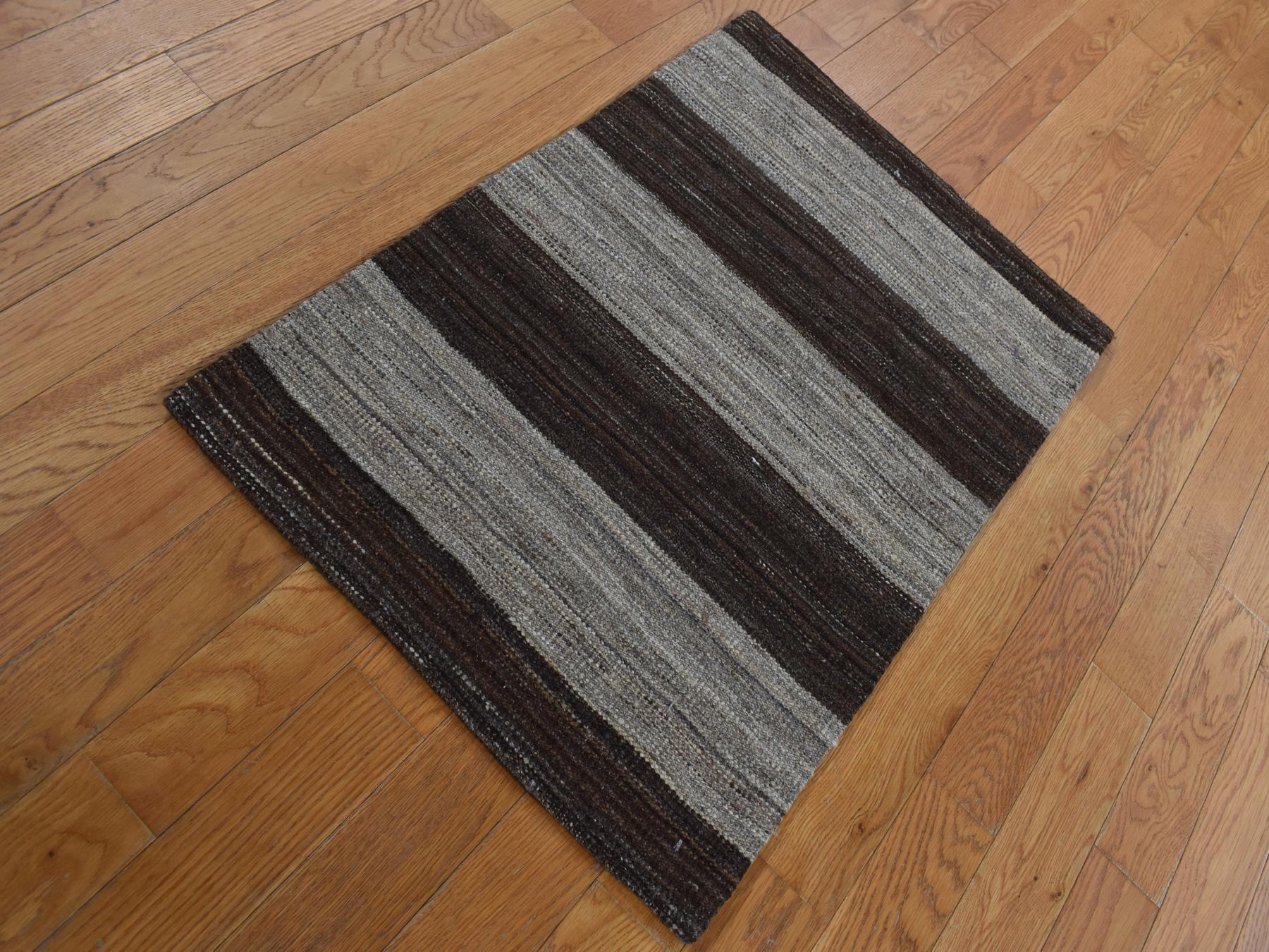 Kilim Flat-Weave hand-knotted wool rug in Brown, 2' x 3' — SKU O087822 (view 2)
