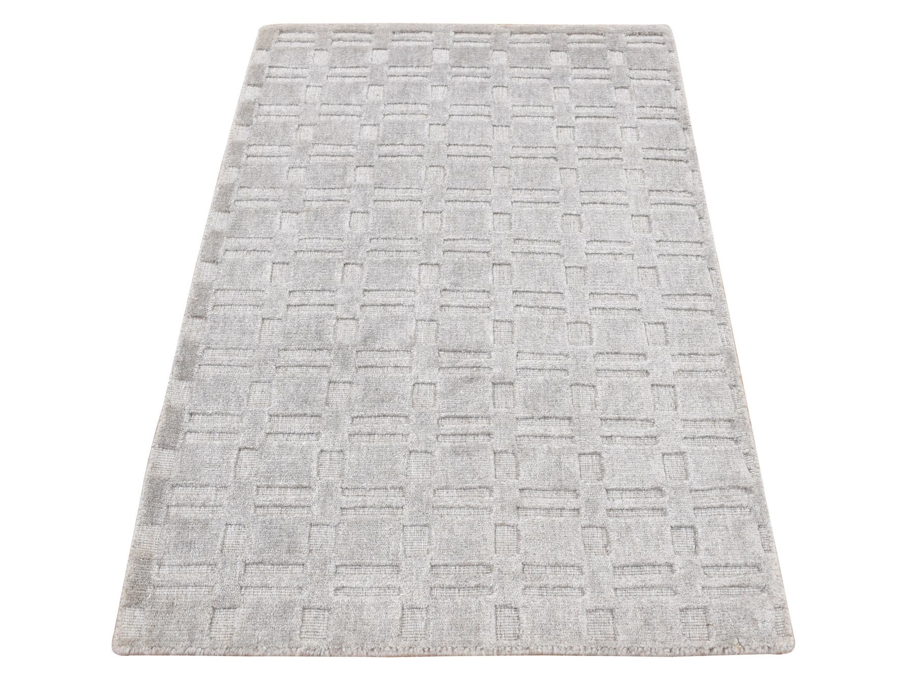 Modern / Contemporary hand-knotted wool rug in Gray, 2' x 3' — SKU O087823