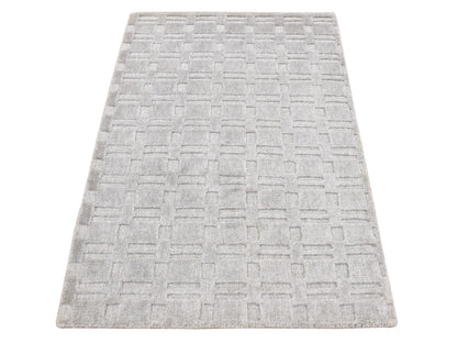 Modern / Contemporary hand-knotted wool rug in Gray, 2' x 3' — SKU O087823