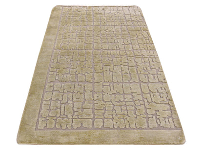Beige 2'0" x 3'0" Modern and Contemporary Hand knotted Wool Rug - Sku: O087829