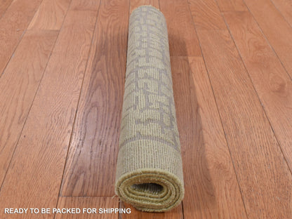 Beige 2'0" x 3'0" Modern and Contemporary Hand knotted Wool Rug - Sku: O087829