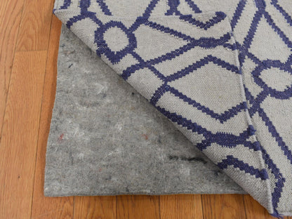 Blue 2'6" x 6'0" Flat Weave Hand woven Wool Rug - Sku: O087832
