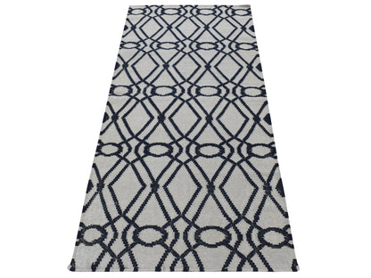 Kilim Flat-Weave hand-knotted wool runner in Gray, 2'9" x 6' — SKU O087834