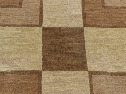 Brown 1'10" x 2'10" Modern / Contemporary Hand knotted Wool Rug - Sku: O087836