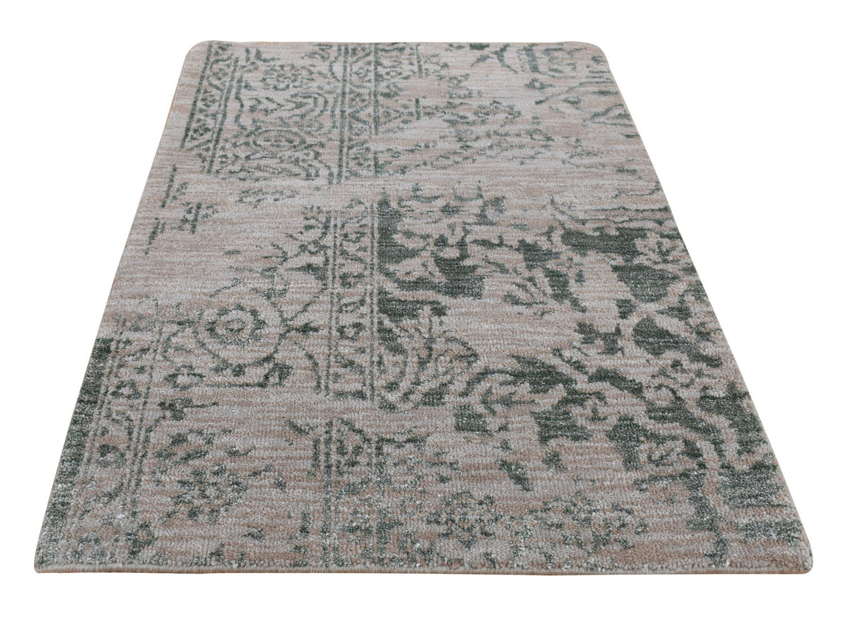 Heriz Transitional hand-knotted wool/silk rug in Gray, 2' x 3' — SKU O087837