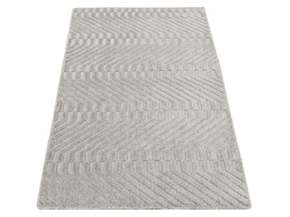 Modern / Contemporary hand-knotted wool/silk rug in Gray, 2' x 3' — SKU O087838