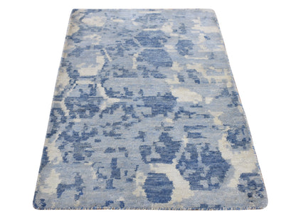 Blue 2'0" x 3'0" Modern and Contemporary Hand knotted Wool Rug - Sku: O087842