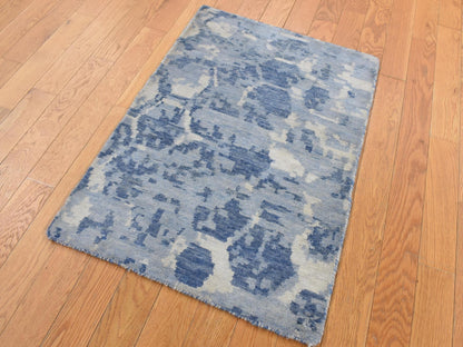 Blue 2'0" x 3'0" Modern and Contemporary Hand knotted Wool Rug - Sku: O087842