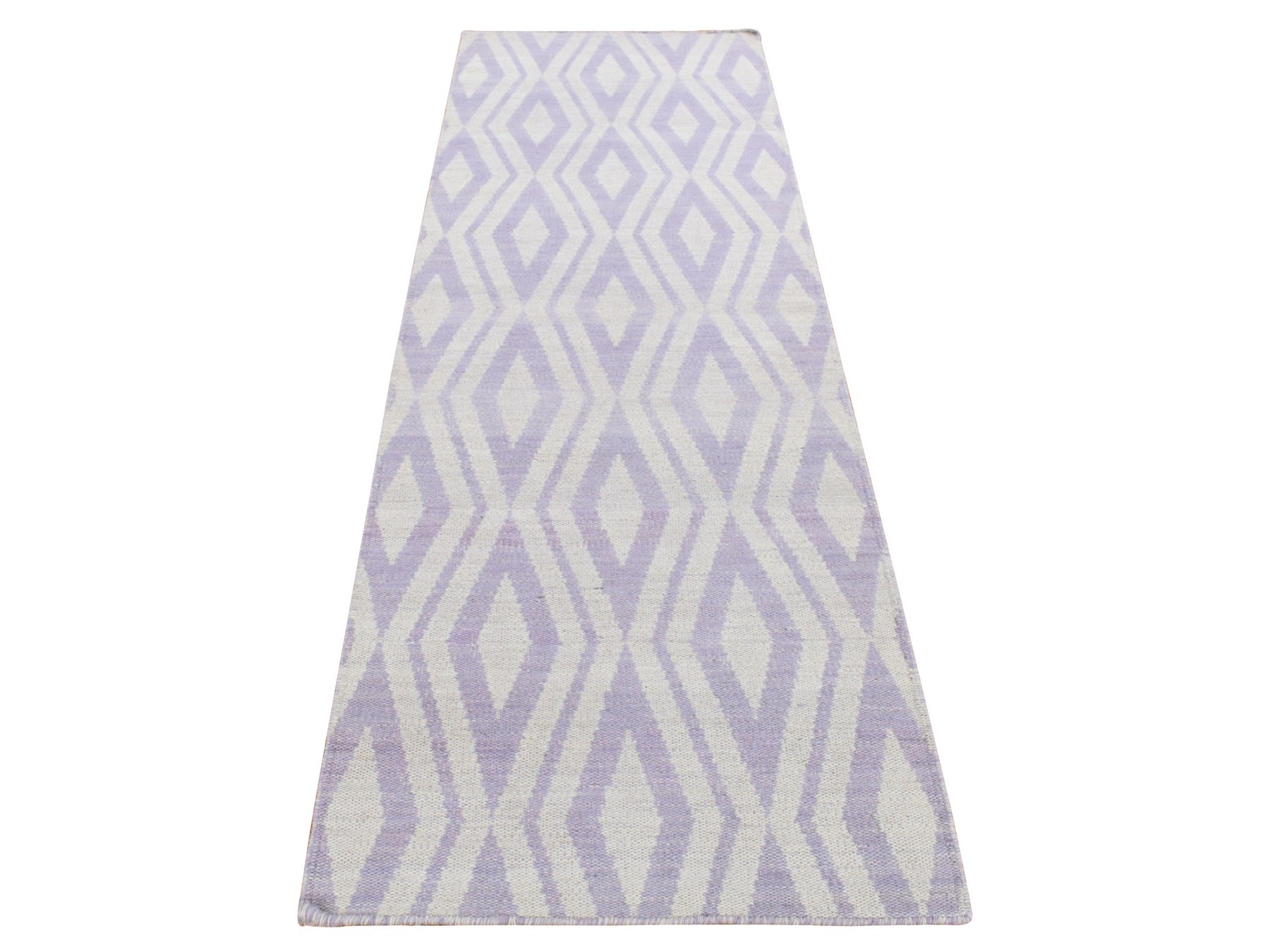 Kilim Flat-Weave hand-knotted wool runner in Purple, 2'8" x 8' — SKU O087844