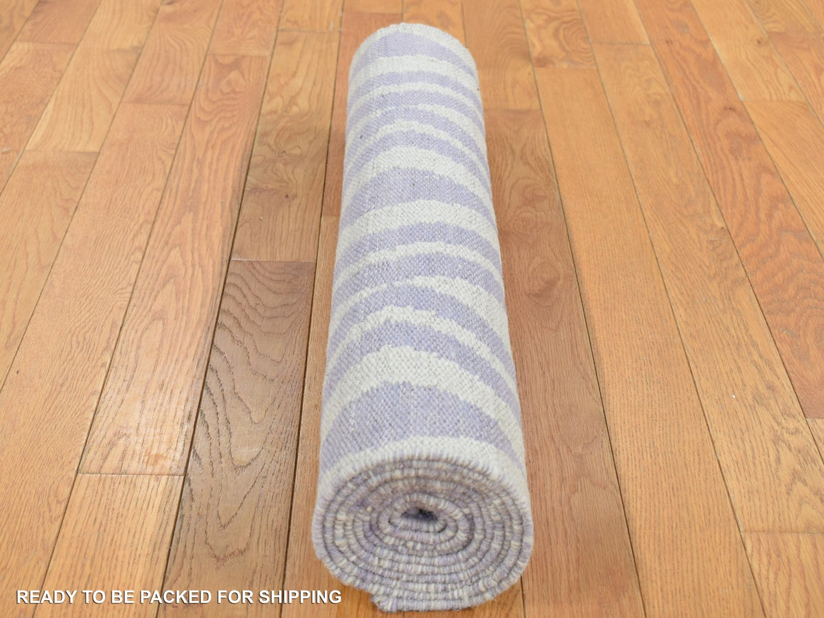 Kilim Flat-Weave hand-knotted wool runner in Purple, 2'8" x 8' — SKU O087844 (view 7)