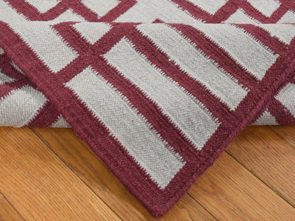 Kilim Flat-Weave hand-knotted wool runner in Red, 2'5" x 6'1" — SKU O087846 (view 4)