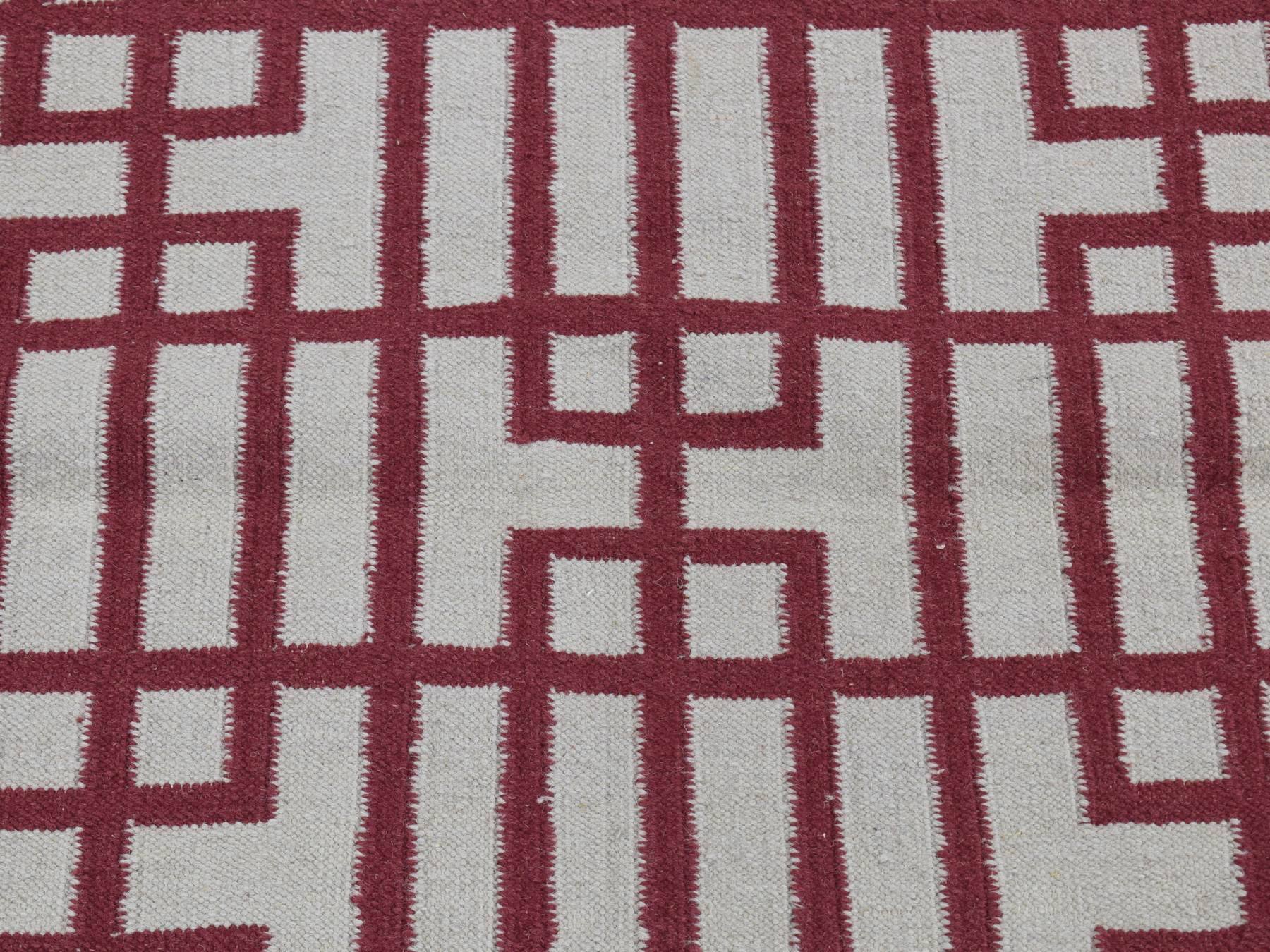 Kilim Flat-Weave hand-knotted wool runner in Red, 2'5" x 6'1" — SKU O087846 (view 5)