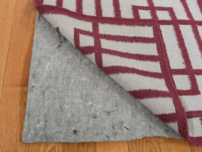Kilim Flat-Weave hand-knotted wool runner in Red, 2'5" x 6'1" — SKU O087847 (view 3)