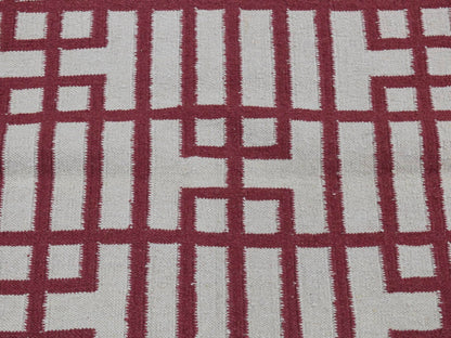 Kilim Flat-Weave hand-knotted wool runner in Red, 2'5" x 6'1" — SKU O087847 (view 5)
