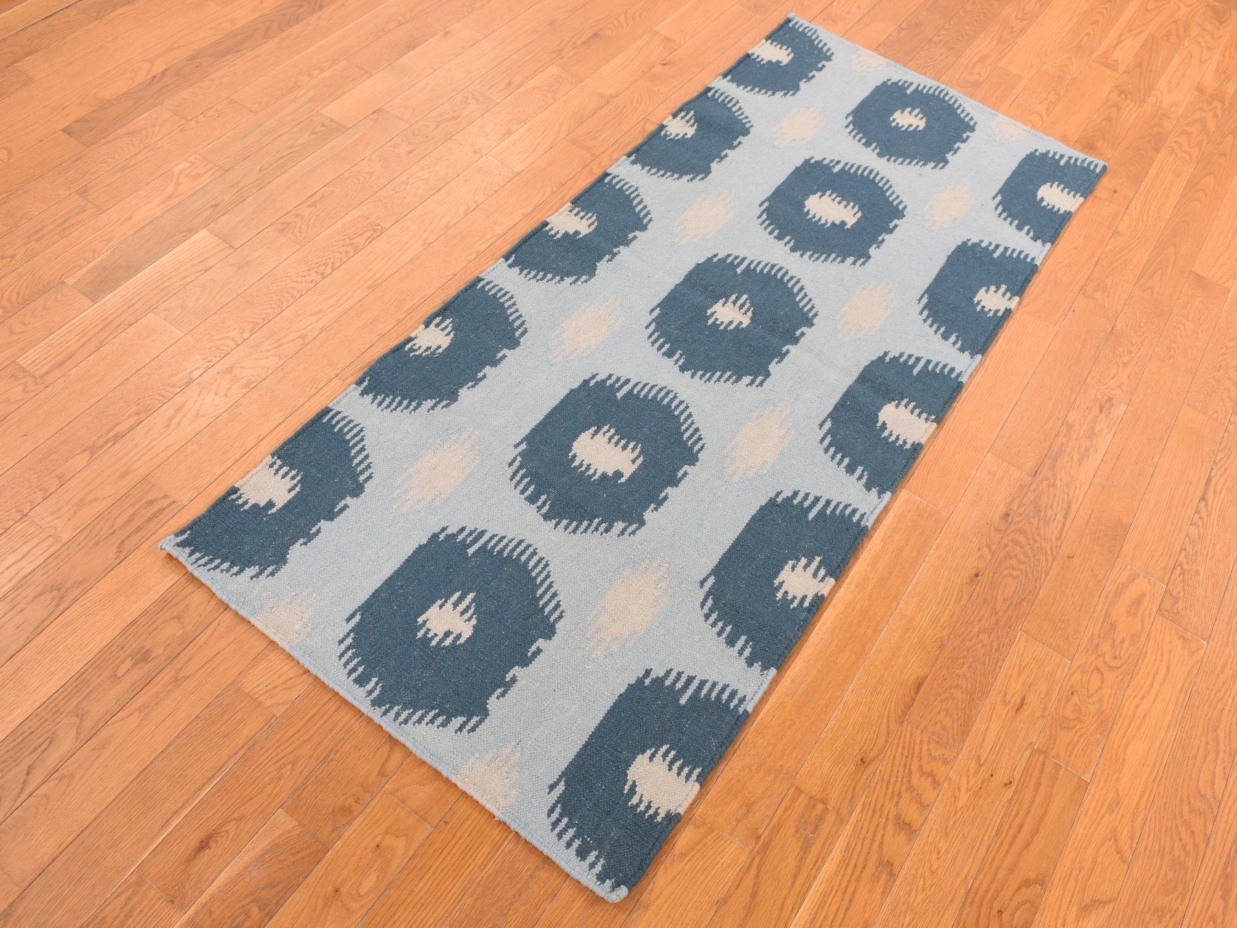 Flatweave / Kilim hand-knotted wool runner in Blue, 2'7" x 6'1", SKU O087863