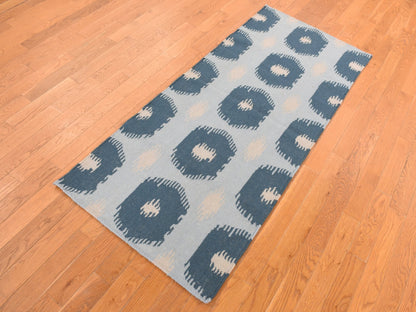 Flatweave / Kilim hand-knotted wool runner in Blue, 2'7" x 6'1", SKU O087863