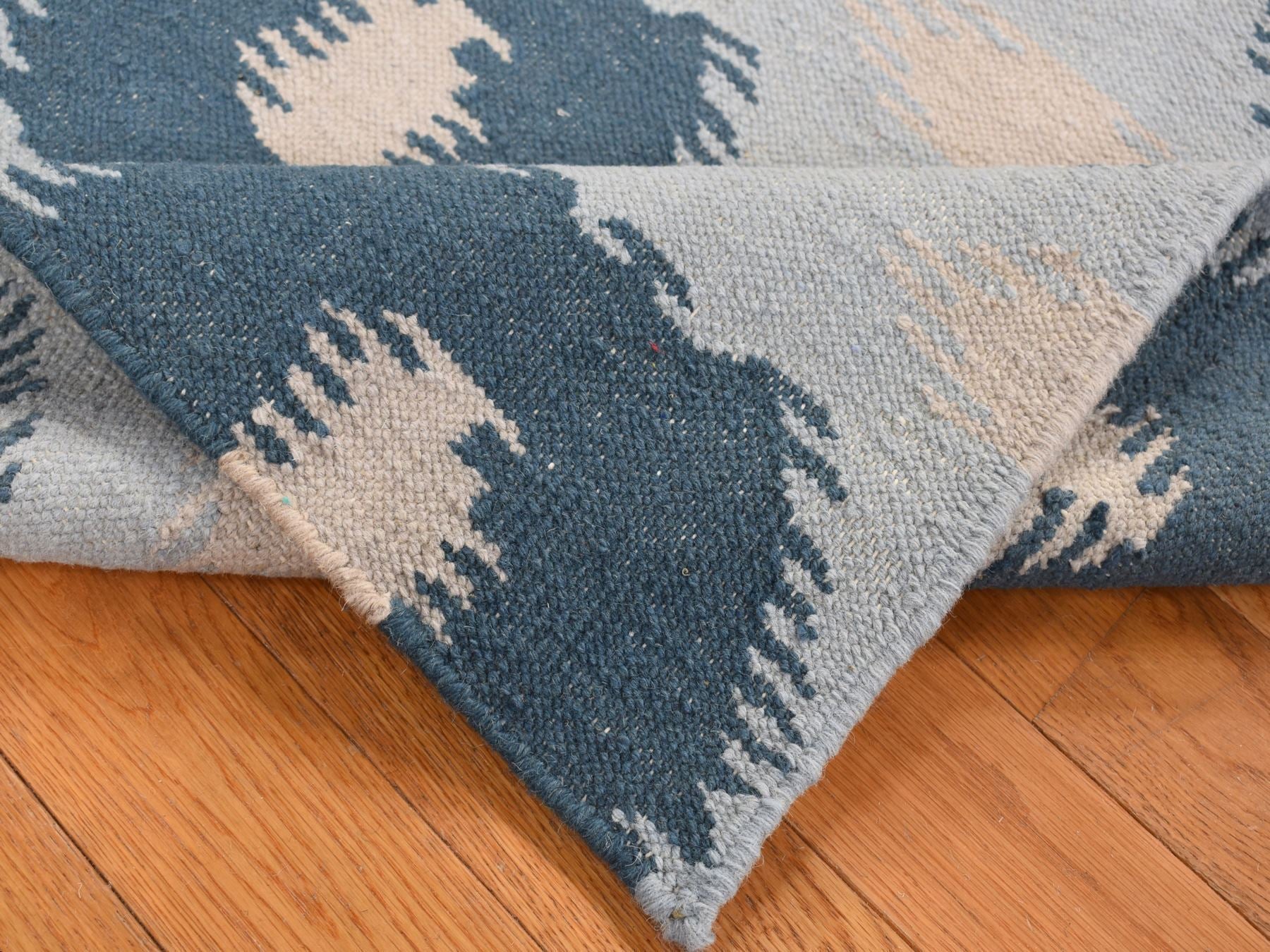 Flatweave / Kilim hand-knotted wool runner in Blue, 2'7" x 6'1", SKU O087863