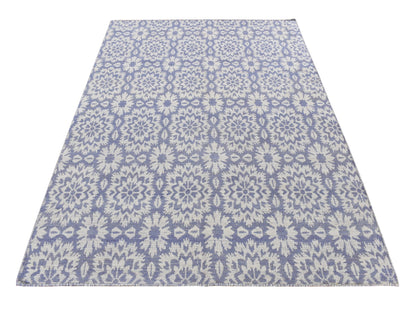 Purple 5'3" x 7'5" Flatweave / Kilim Hand woven Wool Rug - Sku: O087865