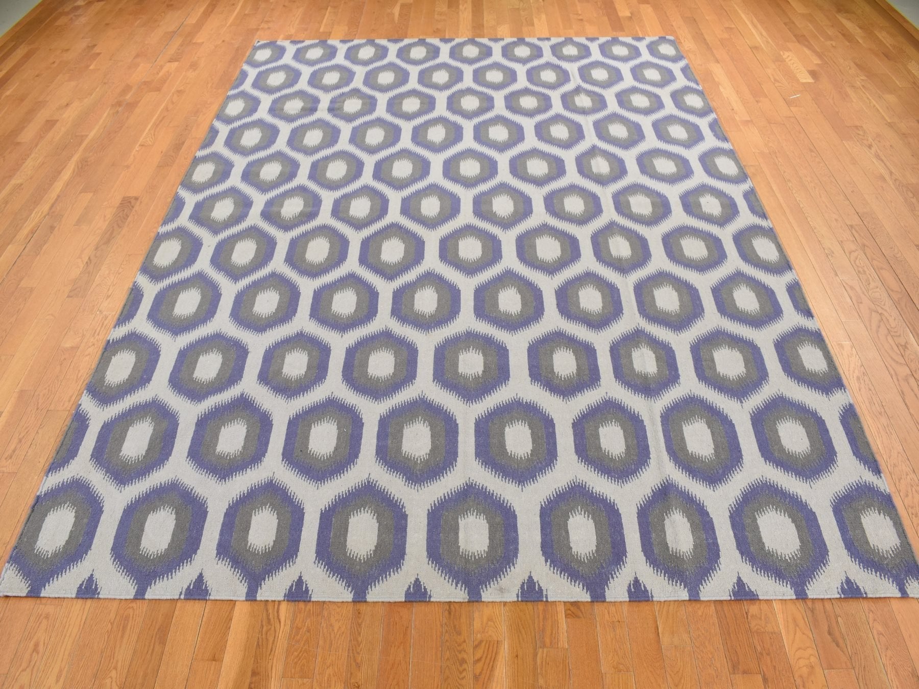 Flatweave / Kilim hand-knotted wool rug in Purple, 8'10" x 12'2", SKU O087869
