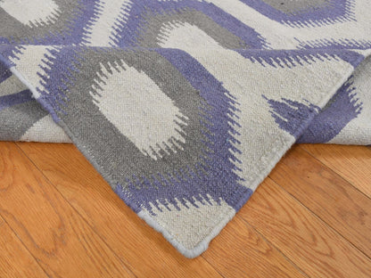 Purple 8'10" x 12'2" Flatweave / Kilim Hand woven Wool Rug - Sku: O087869