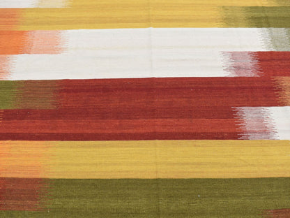 Kilim Flat-Weave hand-knotted wool rug in Ivory, 10' x 14'3" — SKU O087880 (view 8)