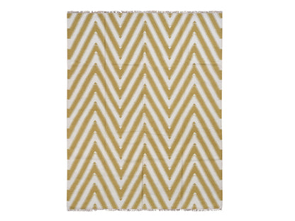 Kilim Flat-Weave hand-knotted wool rug in Yellow, 8' x 10' — SKU O087882
