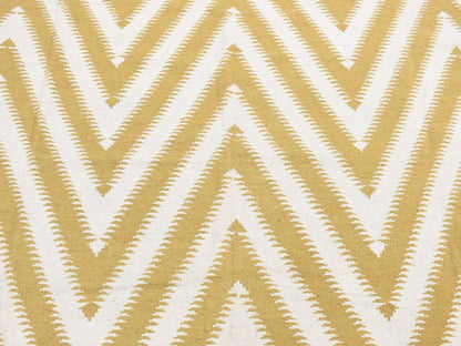 Kilim Flat-Weave hand-knotted wool rug in Yellow, 5' x 8' — SKU O087887 (view 8)