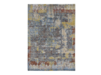 Blue 9'9" x 14'0" Modern and Contemporary Hand knotted Wool/Silk Rug - Sku: O087898
