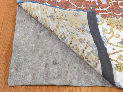 Blue 9'9" x 14'0" Modern and Contemporary Hand knotted Wool/Silk Rug - Sku: O087898