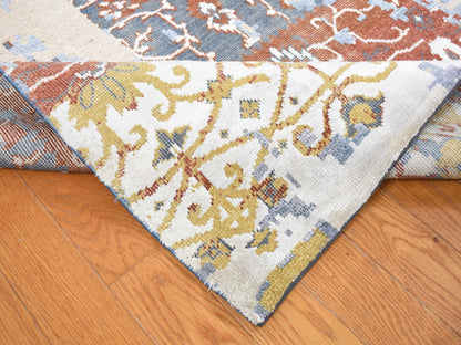 Blue 9'9" x 14'0" Modern and Contemporary Hand knotted Wool/Silk Rug - Sku: O087898