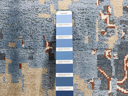 Blue 9'9" x 14'0" Modern and Contemporary Hand knotted Wool/Silk Rug - Sku: O087898