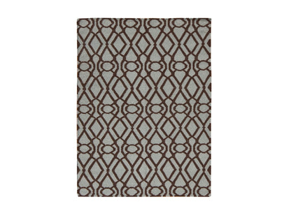 Green 4'3" x 5'10" Flatweave / Kilim Hand woven Wool Rug - Sku: O087901