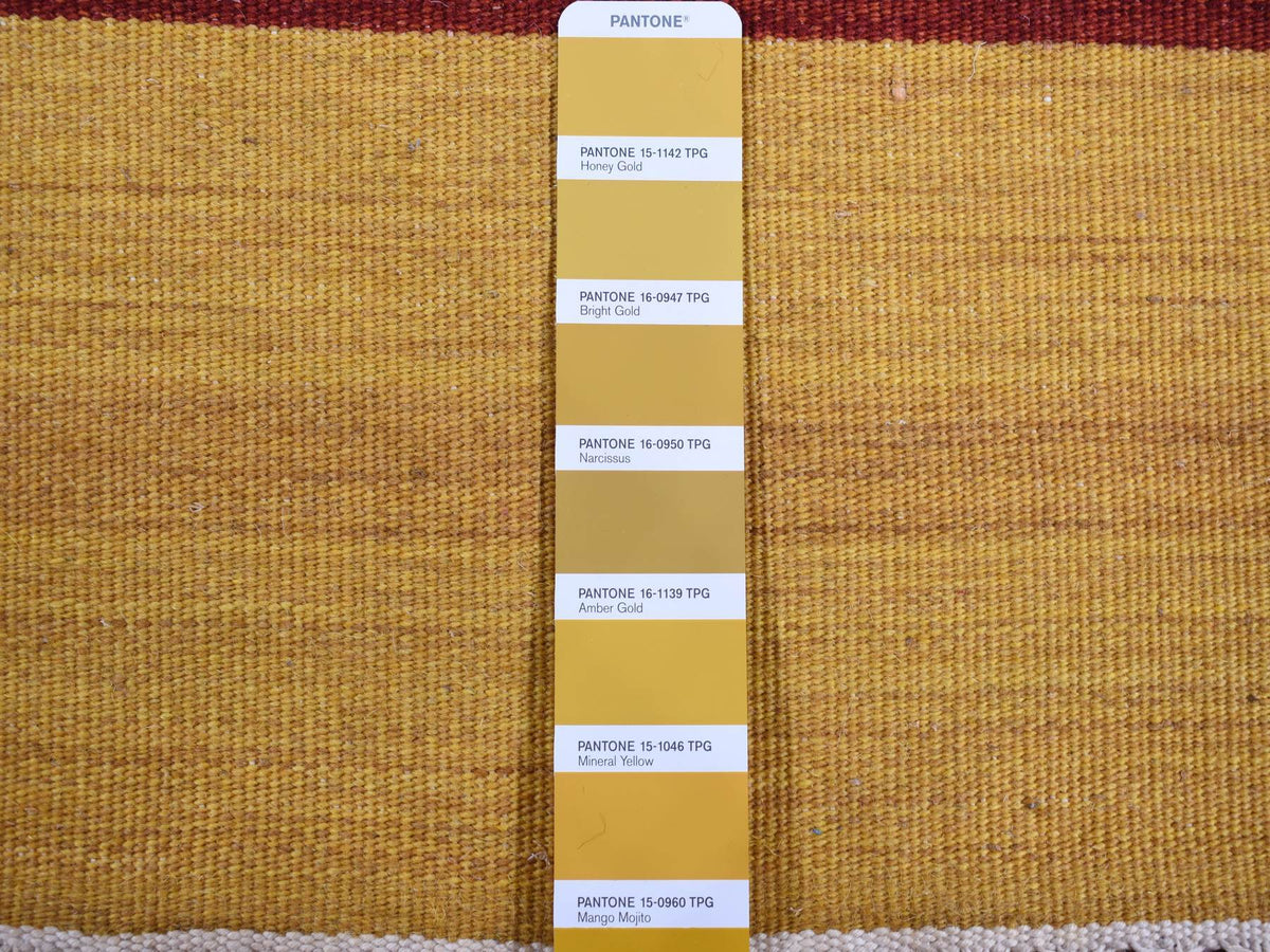 Kilim Flat-Weave hand-knotted wool rug in Ivory, 9'1" x 12'6" — SKU O087909 (view 7)