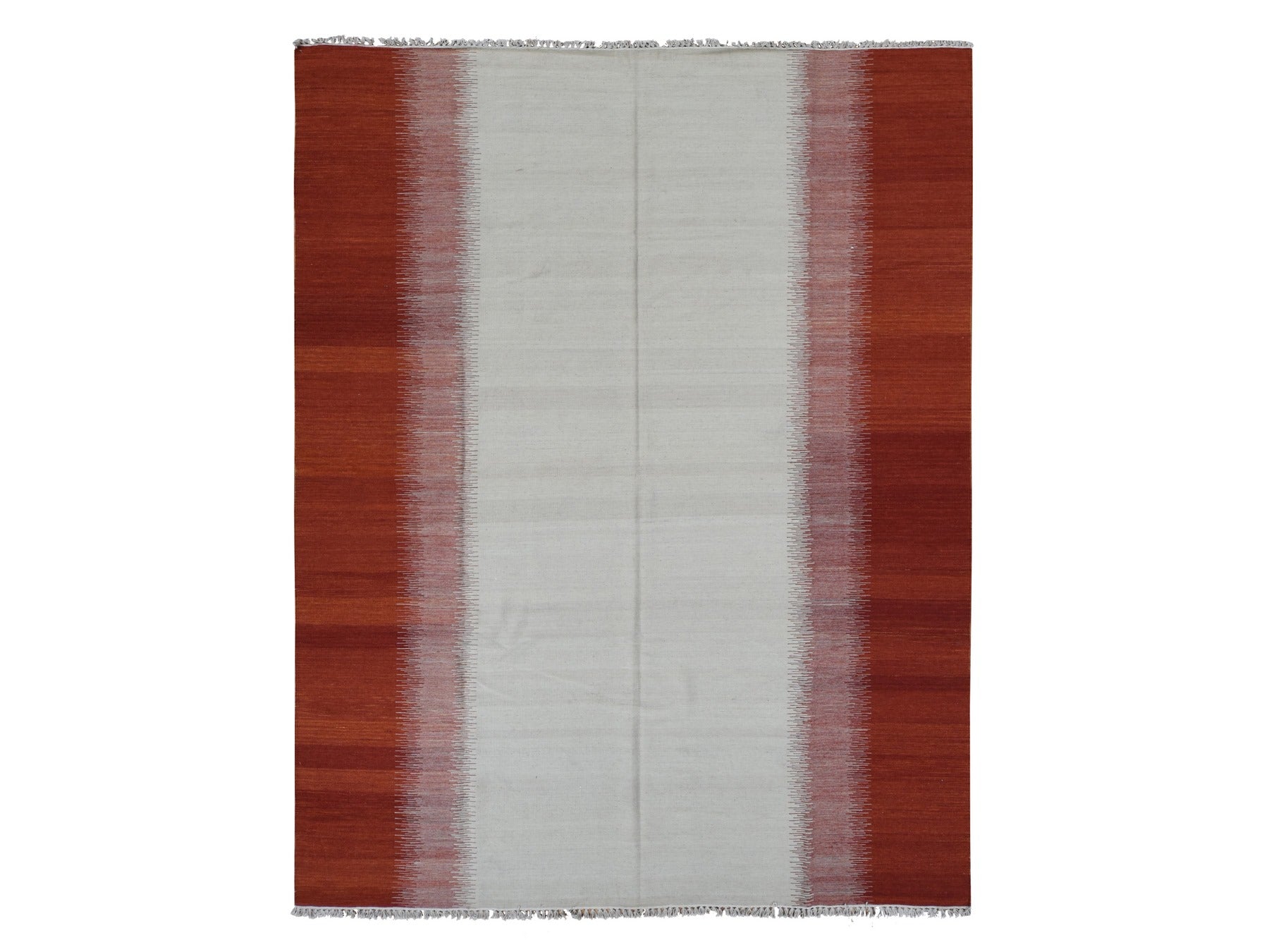 Kilim Flat-Weave hand-knotted wool rug in Ivory, 8' x 10'2" — SKU O087910