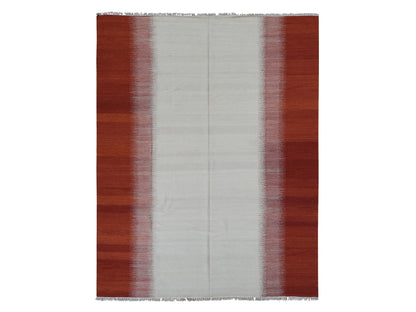 Kilim Flat-Weave hand-knotted wool rug in Ivory, 8' x 10'2" — SKU O087910