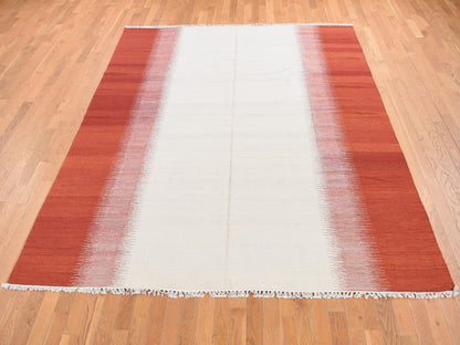 Kilim Flat-Weave hand-knotted wool rug in Ivory, 8' x 10'2" — SKU O087910 (view 2)