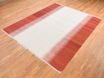 Kilim Flat-Weave hand-knotted wool rug in Ivory, 8' x 10'2" — SKU O087910 (view 3)