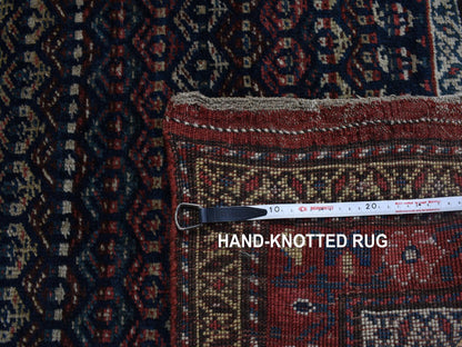 Blue 3'7" x 16'6" Antique Hand knotted Wool Rug - Sku: O087914