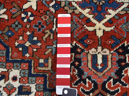 Heriz Heriz hand-knotted wool rug in Red & Blue, 4'9" x 5'10" — SKU O087915 (view 5)
