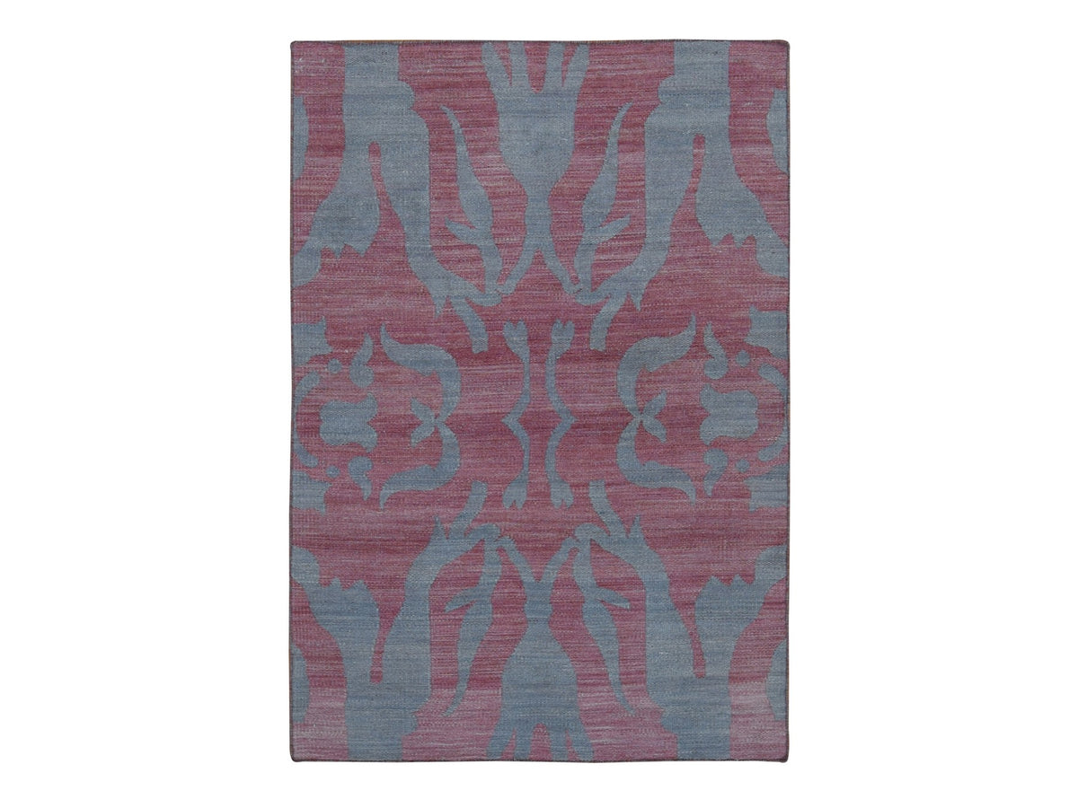Kilim Flat-Weave hand-knotted wool rug in Gray, 4' x 6' — SKU O087929