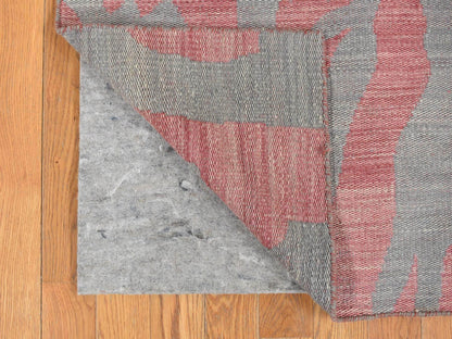 Kilim Flat-Weave hand-knotted wool rug in Gray, 4' x 6' — SKU O087929 (view 3)